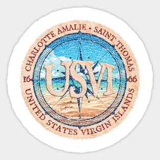 Charlotte Amalie, Saint Thomas, US Virgin Islands, Beach and Wind Rose Sticker